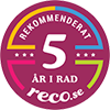Rekommenderat 5 år i rad Reco.se